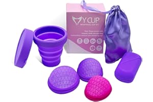 JUXTAPOSIA Femdisc,Femdisc Periodenscheibe,3 Stück Menstruationsscheibe Menstruationstasse,Menstrual Disc,Femdisc Periodenscheibe original,Menstruationsscheiben Reinigungsset.(L+S+S)