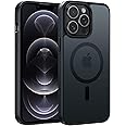 FNTCASE for iPhone 12 Pro-Max Case: Magnetic Matte Translucent Military Grade Drop Protection Phone Case | Frosted Slim Rugged Durable Shockproof Protective Bumper Black