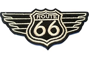 B2SEE Toppa adesiva termoadesive toppa route 66 jeans stoffa cucito patch toppe termoadesive ricamate ricamata da cucire " vintage Route 66 USA 11 cm "
