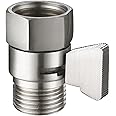 Angle Simple Water Flow Control Valve, Brass Shut Off Valve for Dual Shower Faucet, RV Shower Head with Hose Flow Restrictor, Brushed Nickel