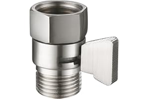 Angle Simple Water Flow Control Valve, Brass Shut Off Valve for Handheld Shower, Water Volume Adjust Valve, Shower Head Flow Control Valve, Water Pressure Regulator, Brushed Nickel