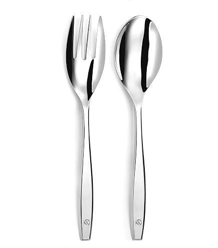 Gogeili Couverts Set De 6 Cuillères Service GoGeiLi - 3 Cuillères & 3 Cuillères Fendues | Acier Inox 18/0 | 24.1cm Ustensile Banquet Fête