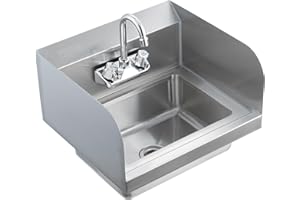 VEVOR Commercial Hand Sink with Faucet and Side Splash, NSF Stainless Steel Basin for Washing, Wall Mount Sink for Restaurant, Kitchen, Bar, Garage and Home, 17x12.8 inch