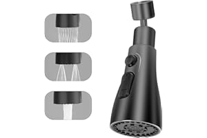 CORPOWER Pull Out Küchenarmatur Brausekopf Ersatz Küchenbrause Spray Düse Kopf, Anwendbare Größen G1/2 M22/M24, Schwenkbarer Wasserhanh-Strahlregler, Brausekopf Küchenarmatur, Wasserhahn Aufsatz, Schwarz