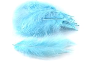 CREATIVERY Plumas de marabú, aprox. 20 unidades, 12-17 cm (azul claro 311) // Plumas decorativas, plumas de marabú, plumas para manualidades, plumas de joyería