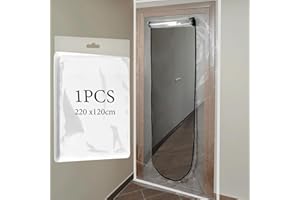 BigKing Puerta antipolvo con cremallera, en forma de U, antipolvo, cubierta transparente, 220 x 110 cm, película antipolvo para decoración del hogar, renovación y nueva construcción (1 unidad)