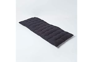 HOMESCAPES Coussin pour Banc de Jardin, Matelas de Sol, Coussin pour Banquette extérieure 2 Places, Coton - 108 x 42 x 5 cm - Noir