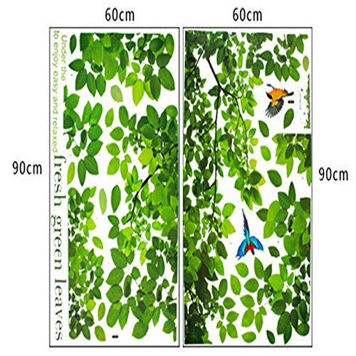 SmartLegend Abnehmbare Wandsticker Wandtattoo Größe: (90cm*60cm) x2 Home Dekoration Wohnzimmer Schlafzimmer Wald Blättern Sommer Romantik - 4
