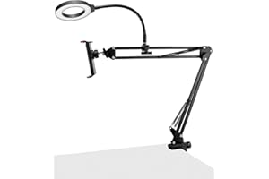 QWORK® Stativ Handy mit Ringlicht, Telefonhalterständer, Telefonhalterung auf dem Schreibtisch, für Live-Stream, Videoaufzeichnung, Online-Unterricht