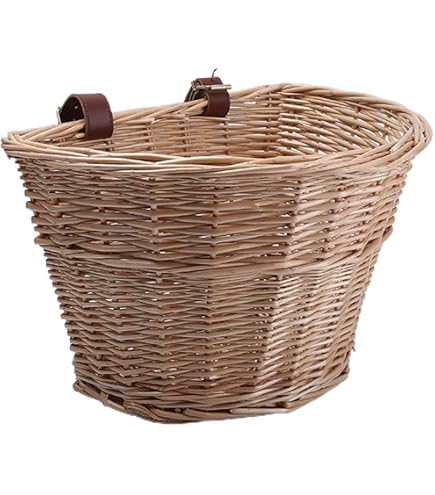Panier Vélo En Osier Tressé à La Main - 20x20x20 Cm, Sangles Cuir Réglables, Étanche - 3