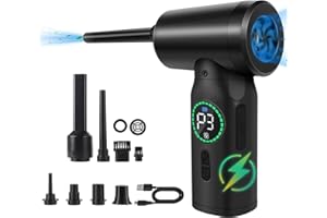 Souffleur Air Comprimé 50000Trs/min,Aomdom 7500mAh 3 Vitesses Depoussierant Ordinateur avec écran LCD,Moteur sans balais souffleur pc pour Électronique, Nettoyage à Domicile