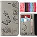 Produktbild Yiizy handyhülle Sony Xperia XZ Premium / G8141 / G8142 hülle, Schmetterling Tasche Leder Schutzhülle PU Ledertasche Bumper Schutz Flip Cover Case Magnet Beutel Klappe Silikon Gummi huelle Schale Stehen Kartenhalter Stil (Graue)