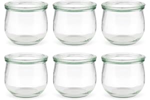 APS Set med 6 original Weck-glas 580 ml med lock – Ø 11 cm/höjd 9 cm/tulpanform