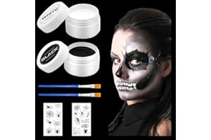 YI'ANTAI Maquillage Halloween, Maquillage Halloween pour Visage, Halloween Peinture Visage Blanc Noir, Kit Maquillage Halloween Enfant Adulte, Peinture Corporelle pour Halloween Carnaval (A)