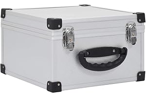 vidaXL Silver CD Case - Wood and ABS with Aluminium Trimming - Lockable Storage Box with Detachable Panels - Holds 40 CDs - Lightweight and Compact