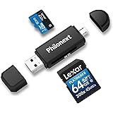 Philonext - Lettore di schede di Memoria SD/Micro SD e Adattatore Micro USB OTG a USB 2.0 con Spina USB Standard Micro USB per PC e Notebook Smartphone/Tablet con Funzione OTG