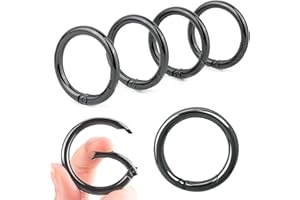 ORRDIFFI 6 Pezzi Moschettoni per Borse,Scatto Molla Rotonda Moschettone Rotondo,Anelli per Portachiavi,Anelli Solidi Con Moschettone per Connettori Clip Girevoli,Portachiavi,Borsetta,Artigianato 40 mm Nero