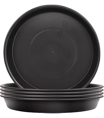 Confezione da 5 sottovasi per piante da 15,2 cm, 20,3 cm, 30,5 cm, 30,5 cm, 45,8 cm, in plastica, per interni ed esterni, spessi e resistenti, resistenti e durevoli (15,2 cm, nero