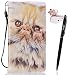 Produktbild Wiko Lenny 3 Hülle, Wiko Lenny 3 Schutzhülle Leder Hülle, Alfort 3 in 1 Flip Wallet Fashion Design Dual Use Falten Premium PU Leder Tasche Case Cover Folio Mappen Kasten Abdeckung für Wiko Lenny 3 5.0" Smartphone Funktion Unterstützte Telefone mit Katze ( Farbe ) + Netter Staub Stecker + Alfort Schwarz Stylus Pen