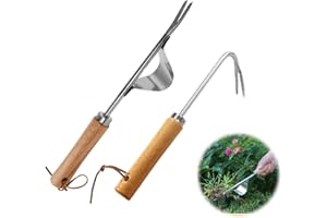 MIYUANGKJ Hand Weed Remover Tool Weed Puller with V-Shape Hook, Garden Weed Puller with Long Handle Stainless Steel Deep Root Weeder Tools Manual Gardening Weed Picker Tool for Patio Crack Lawn