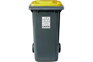 Mobil Plastic Poubelle à roulettes pour tri sélectif 240 L pour usage extérieur – Gris Jaune (Uni EN 840)