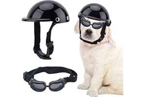 WEBEEDY Mini Petit Pet Casque Lunettes UV, Casquette de Sécurité, Casque de Moto pour Chien Casque pour Chien, Chien Chat Accessoires Pet Jouet Chapeau (10 cm/3.9 Pouces)