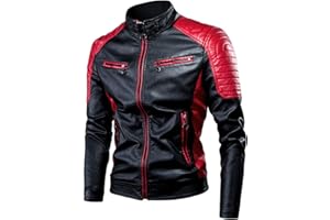 Hebezn Motorcycle Running Jacket, Red, Unisex, Adult, Winter, Biker, Anorak, PU Synthetic Leather, Polyester, Size L