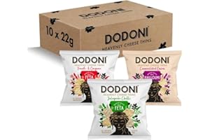 Dodoni Heavenly Cheese Thins Snacks Mixed Variety Pack of 10 x 22g - Gluten Free Snacks Multipack Snack Box Feta and Halloumi Snacks for Home Pub, Birthday Party Food or Lunchbox Snack