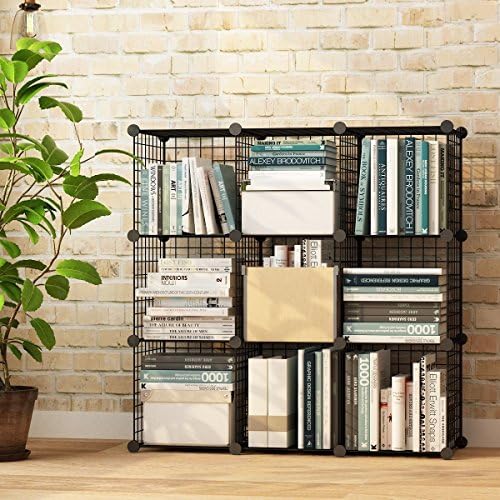 VuHom Metal Wire Storage Cubes, Modular Shelving Grids, DIY Closet Organization System, Bookcase, Cabinet (9 Cubes)