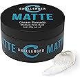 Challenger Matte Cream Pomade - 90ml - Medium Firm Hold - Water Based, Clean & Subtle Scent, Travel Friendly. Hair Wax, Fibre, Clay, Paste, Styling Cream All In One