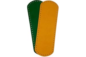 TRICOT CAFE' Tricot Café - Fond de Sac au Crochet en Cuir et Faux Cuir conçu pour créer Un Sac au Crochet Fait Main 36X12cm Lisse Jaune Vert 2pcs