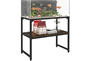 Mondazie 20 Gallon High Rimless Fish Tank Stand with Shelf for Storage, 2 Tiers Metal Aquarium Stand, Breeder Tank Turtle Reptile Terrariums Stand Rack for Home Office, 24" L x 12" W x 20.5" H, Black