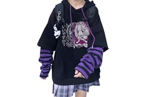 YINGKE Femme Anime Manga Sweat à Capuche Fille Japonais Kawaii Vetement E-Girl Y2K Gothique Sweatshirt Harajuku Pull