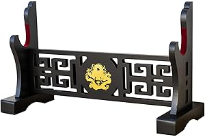 FOXSMZZ Sword Holder Japanese Velvet Padded Katana Stand Samurai Display Rack Support All Tanto Swords (Dragon-1),Black