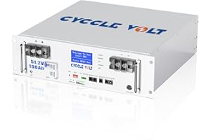 Batería de Litio 48V 100Ah LiFePO4, Batería Gabinete LiFePO4 CYCCLEVOLT, 5.12KWh Potencia Maxima de 5120W, Pantalla, Más de 8000 Ciclos, autocaravanas, Solar Off-Grid, fotovoltaico