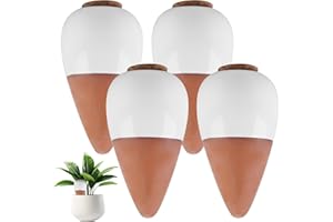 GOMETY Lot de 4 arrosage automatique pour plantes d'intérieur, mini terre cuite distributeur d'eau, cône d'argile irrigation naturelle