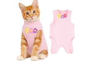 KEWUF Body Post operatorio Gatto Tuta per Recupero Gatti, Post Operatoria per Cani Gatti, Colletto Alternativo Anti-Leccato per Gattini Tutina Professionale per Ferite Addominali o Malattie(Rosa, L)
