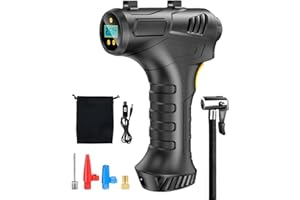 Lulizar Tyre Inflator Air Compressor, 12V Cordless Tyre Inflator, Rechargeable Digital Tyre Inflator with 4 Nozzles, Heat Dissipation Air Compressor Tyre Inflator for Car, Motorcycle, Ball