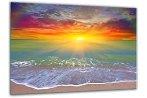 TMK ARTDEKO TMK, tagliere in vetro, 30 x 22 cm, con motivo paesaggio, piastra di copertura per fornelli, vetro decorativo