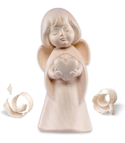 TEMPELWELT Figurine Ange Gardien Debout Bois Hibiscus 25cm - Ange Priant Artisanat Bali