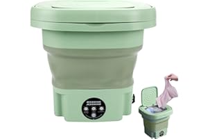 ROADTIME Mini Waschmaschine, 8L Tragbare Faltbare Waschmaschine mit 3 Modi, Camping Waschmaschine für Unterwäsche, Leichte Kleidung, EU-Stecker (Grün)