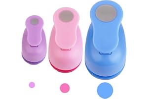 Vegena Circle punch, set of 3, motif punch, round circle punch, hole punch, motif hole punch, paper punch for children, scrapbooking, gift tags, crafts, greeting cards, place cards, 16 mm, 25 mm