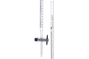 Eisco Labs - 50mL Class A Burette ±0.05mL, Borosilicate Glass with PTFE Key Stopcock - ISO 385 Batch Certified - High Durability and Chemical Resistance, Burette with Stopcock, Precise Flow Burette