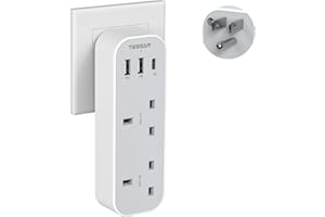 UK to US Plug Adaptor with USB C, TESSAN 2 Way USA Travel Adapter with 3 USB Charger, Type B Adapter to American, Mexico, Canada, Thailand, Jamaica