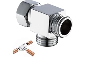 Mässingskrom T-formad Adapter 1/2.3 Vägsanslutningsventil 3-vägsomkopplare 1/2 T-adapter Polerad mässingskromad för toaletter, badrum, kök, bidé