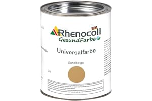 Rhenocoll Universalfarbe für Holz, Metall und Stein – Holzfarbe innen und außen – Wetterfeste Deckfarbe auf Wasserbasis – Metall-Farbe Sandbeige seidenmatt 1 l