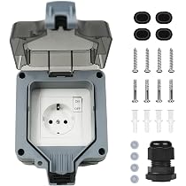 Upgrade Außensteckdose Wasserdicht IP66 - Mit Schalter Und Kontrolllampe, Abschließbar, Grau