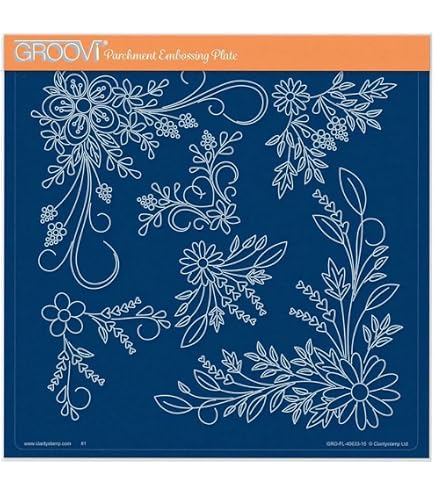 Clarity Stamps Groovi A5 Carrée – Linda's Hortensia & Lace – Plaque De Gaufrage Précise Pour Parchemin Et Cartes Créatives