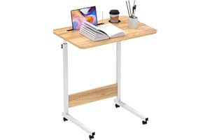 ‎PIPIPOXER PIPIPOXER 60x40cm Laptoptisch mit Rollen, Laptoptisch höhenverstellbarer 69-90 cm, Schreibtisch Computertisch mit Tablet-Schlitz und Cup Slot Schreibtisch Computertisch Mobiler fürs Sofa, Holz