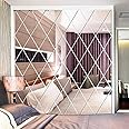 58 PCS 3D Mirror Wall Sticker, Self Adhesive DIY Wallpaper Mirror Mural Wall Decal Art Ceramic Tile Furniture Decal Decoration Wallpaper with Protective Film for Home Living Room - 100x100cm